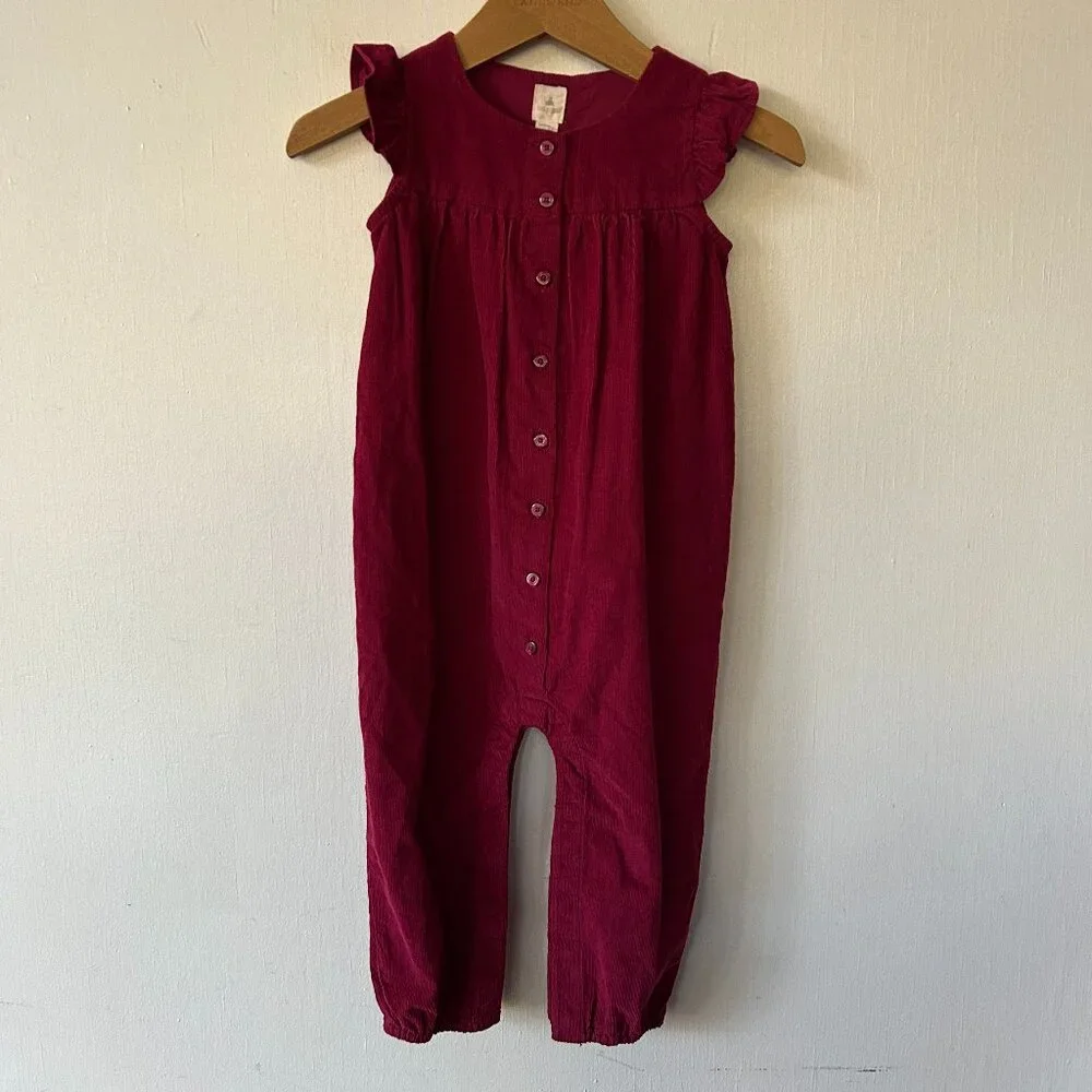Baby Gap Corduroy Romper One Piece Baby Toddler 18-24 Months Maroon NWT Buttons